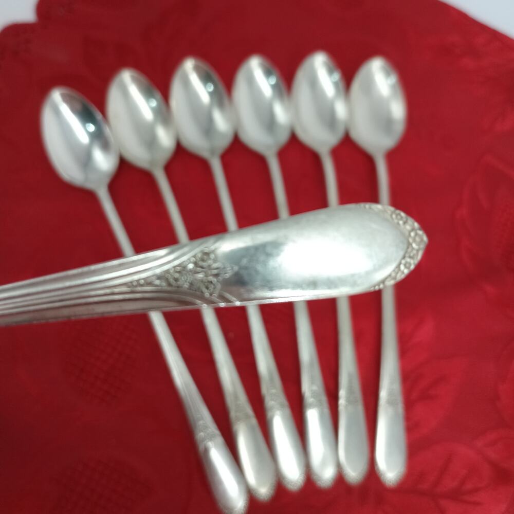 7X LH Tsp Rogers MARY LOU DEVONSHIRE Silverplate long Handled Tea Malt Spoon